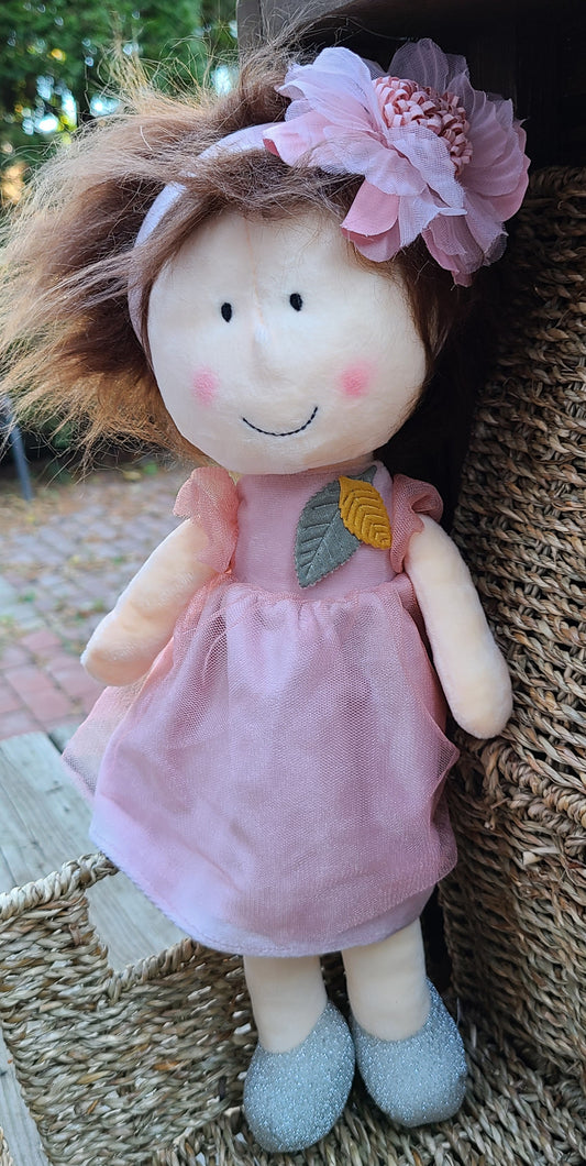 Soft rag 13in  Little Sister Brown Messy hair Baby Girl Plush Doll Gift Toy/Handmade Baby Gift Toy