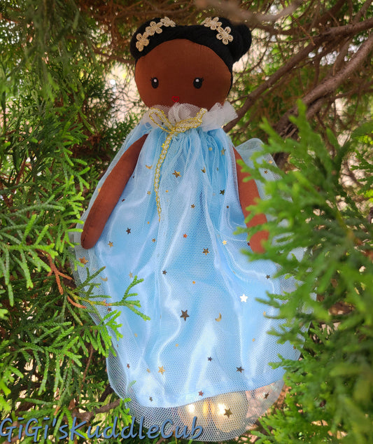 Soft Rag 13'' Brown Skin Baby Girl Ballerina Dressing Dolls Plush Toy/ Decorative Plush Doll/ Handmade Baby Gift Toy