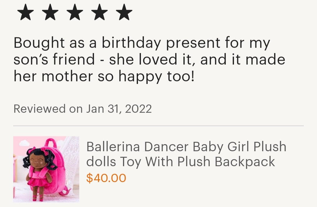 Ballerina Dancer Baby Girl Plush dolls Toy With Plush Backpack
