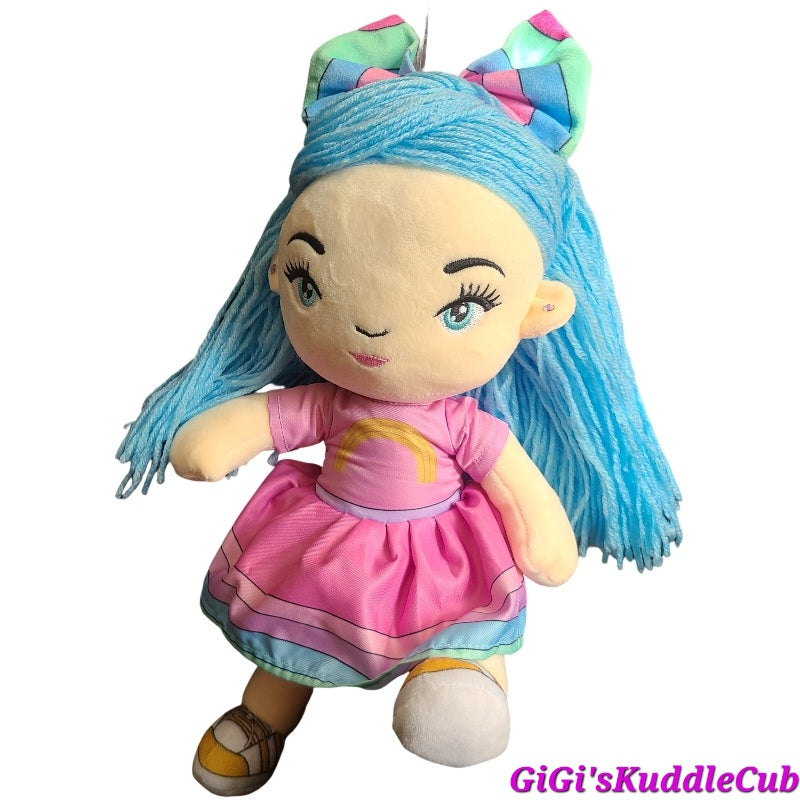 Soft Rag 14" Rainbow Fairy Girl Plush Rag Doll Toy With Blue Yarn Hair