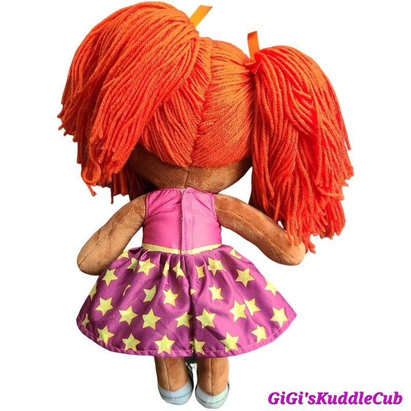 Soft Rag 14" Star Fairy Brown Girl Plush Doll Toy With Bright Red Yarn Hair