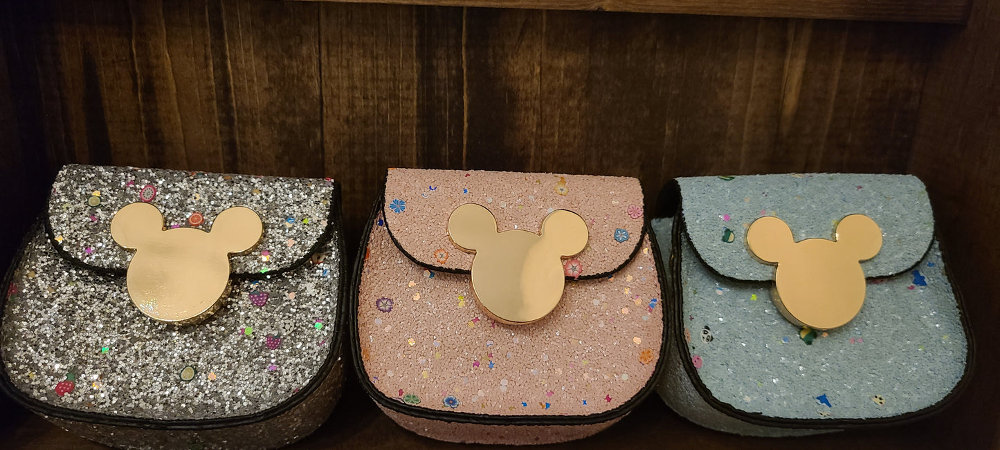 Fashion Mouse Ears Mini Shoulder Sequin Handbag with Metal chain For Girls
