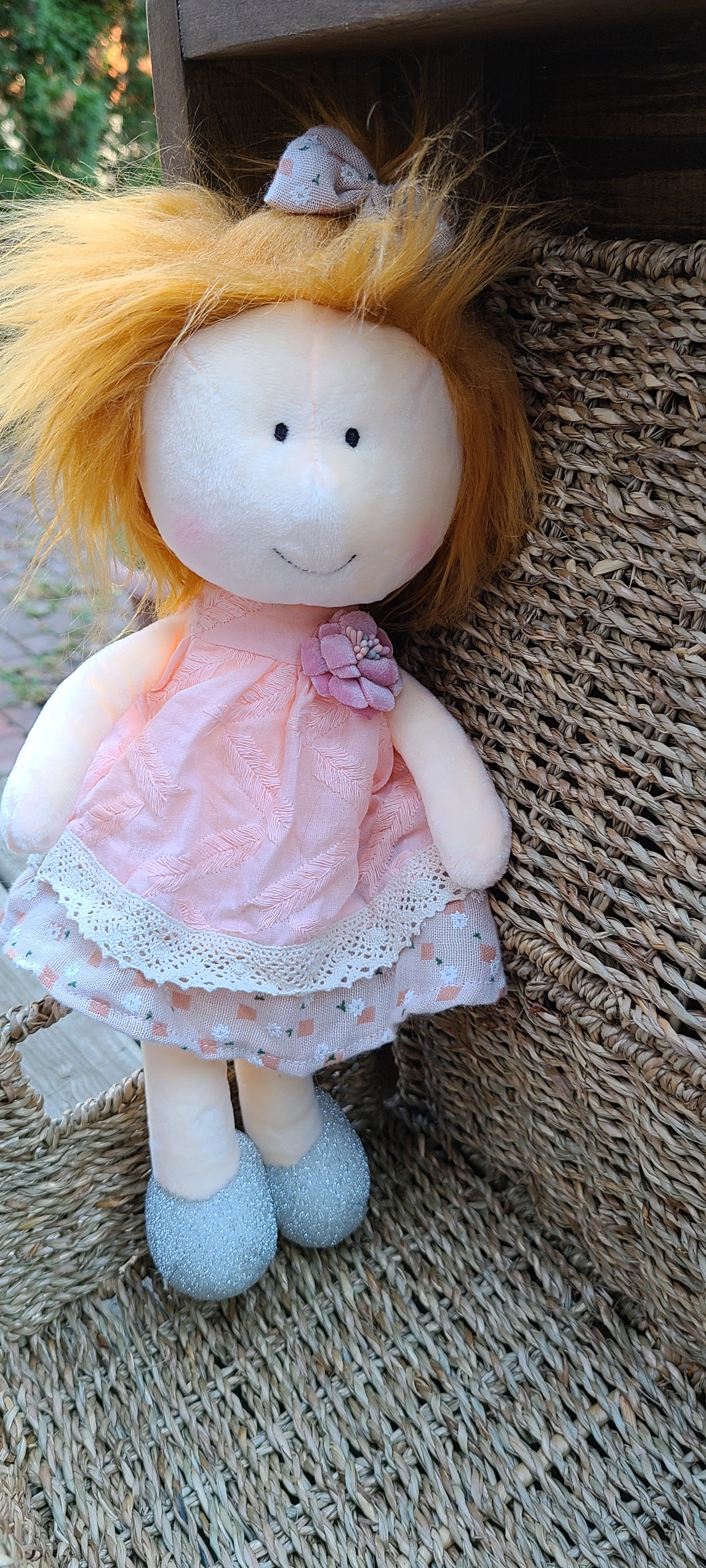 Soft Rag 13in Messy Hair Little Sister Baby Girl Plush Doll Toy/Handmade Baby Gift Toy