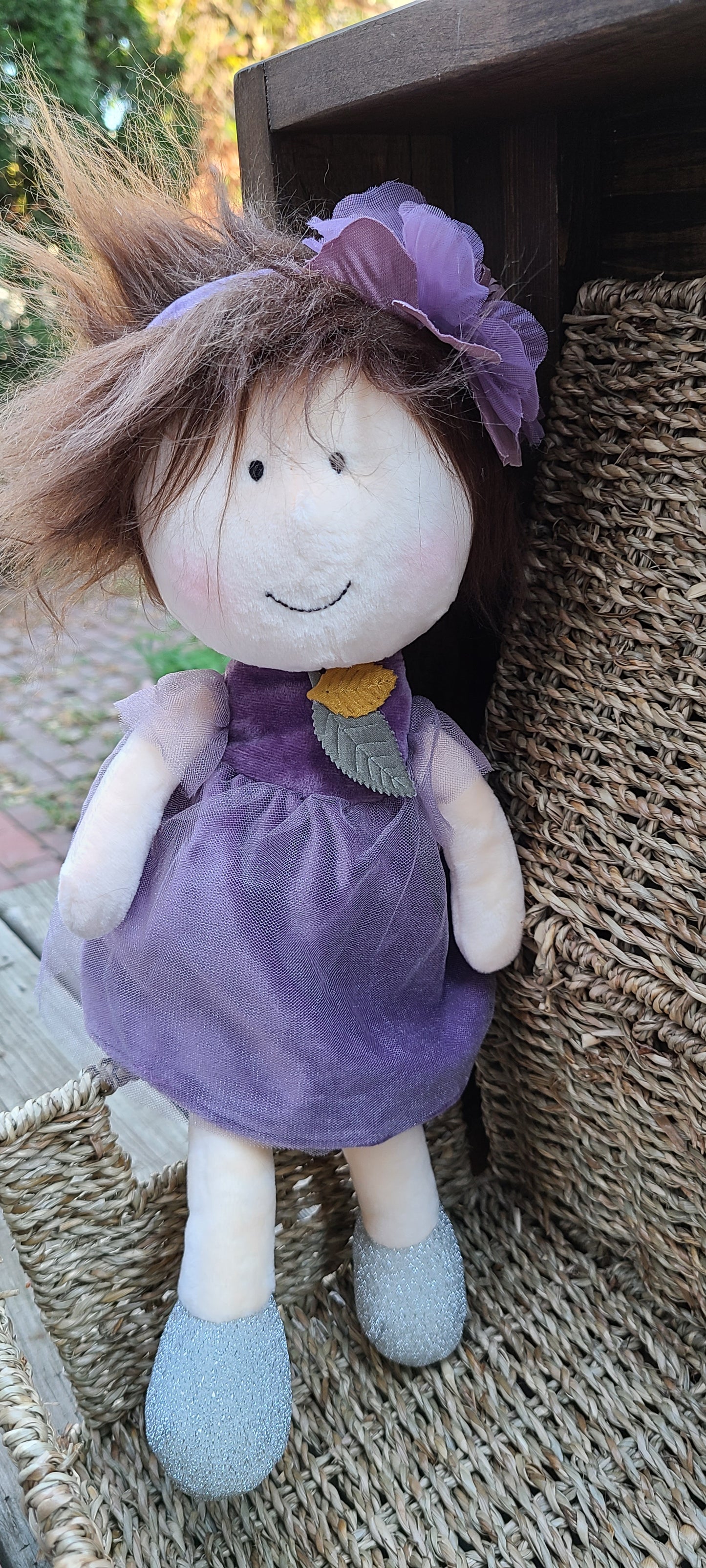 Soft rag 13in  Little Sister Brown Messy hair Baby Girl Plush Doll Gift Toy/Handmade Baby Gift Toy