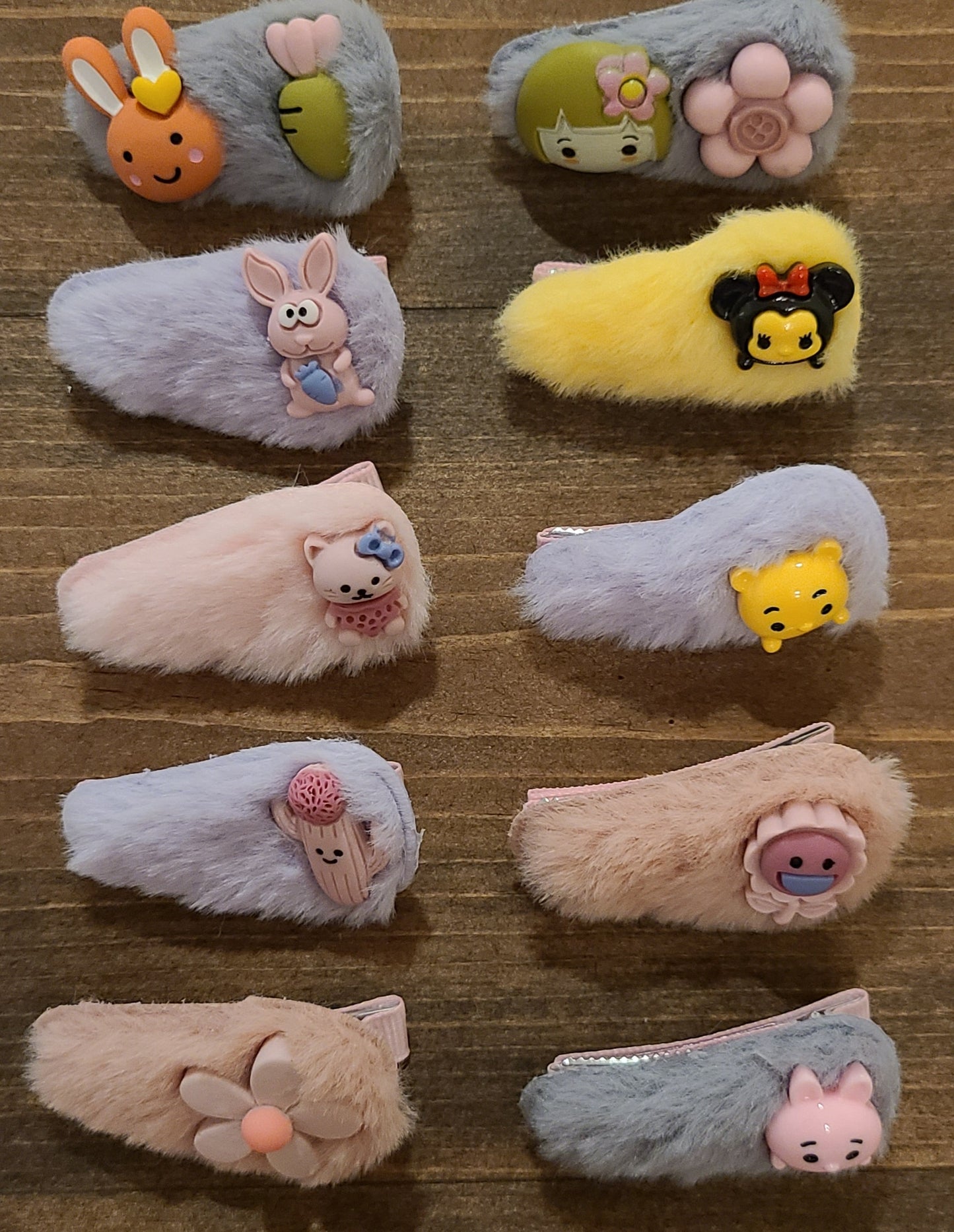Set of 5pcs Winter Plush Faux Fur Cartoon Fashion Hair Clip For Girls Mixed and Matched.