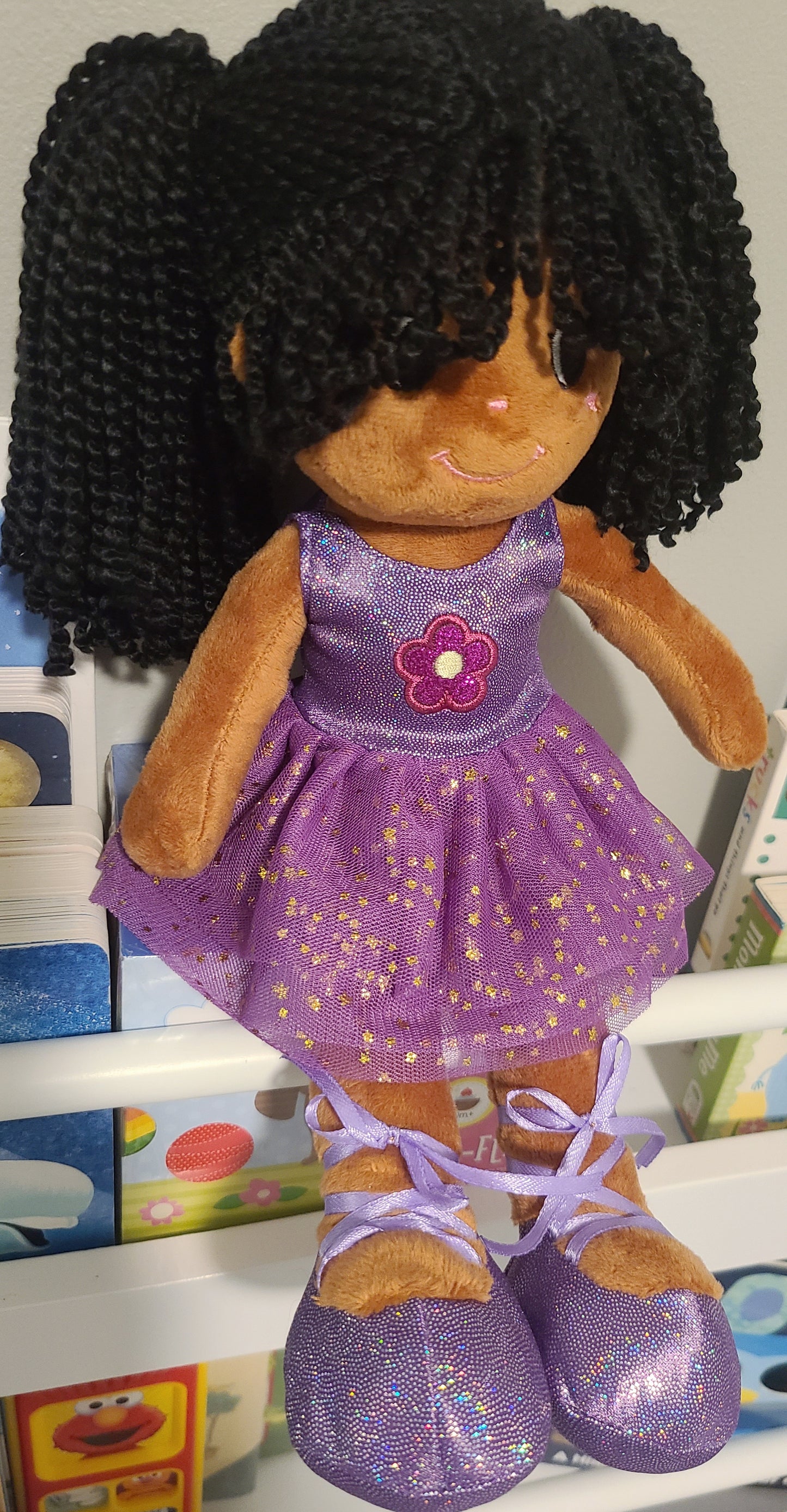Soft Rag 14"Brown Girl Ballerina Plush Doll Toy/Handmade Baby Gift Toy/ Decor/ Baby Gift Toy