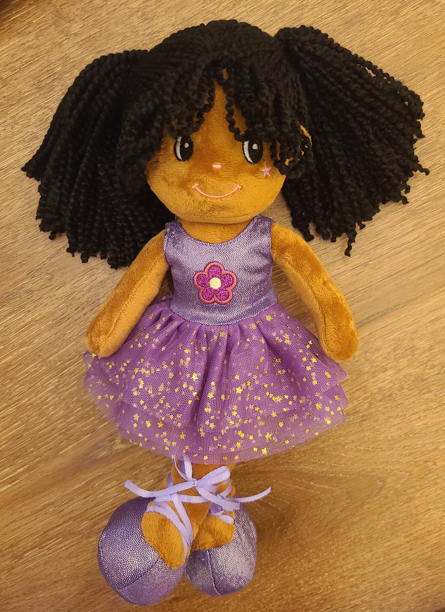 Personalized Soft Rag 14"Brown Girl Ballerina Plush Doll Toy/Handmade Baby Gift Toy/ Decor/ Baby Gift Toy