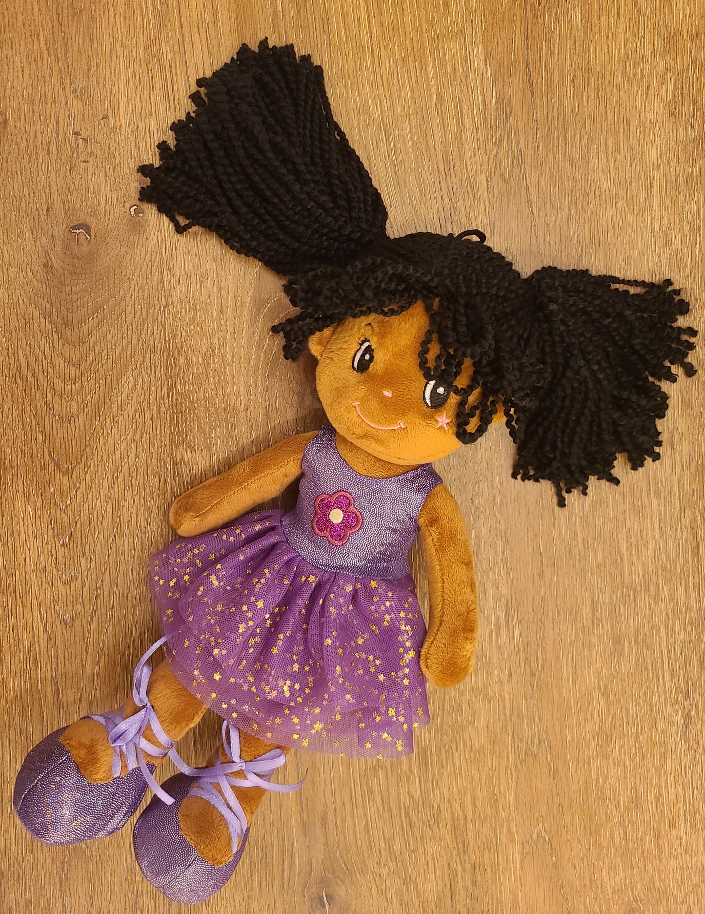 Soft Rag 14"Brown Girl Ballerina Plush Doll Toy/Handmade Baby Gift Toy/ Decor/ Baby Gift Toy