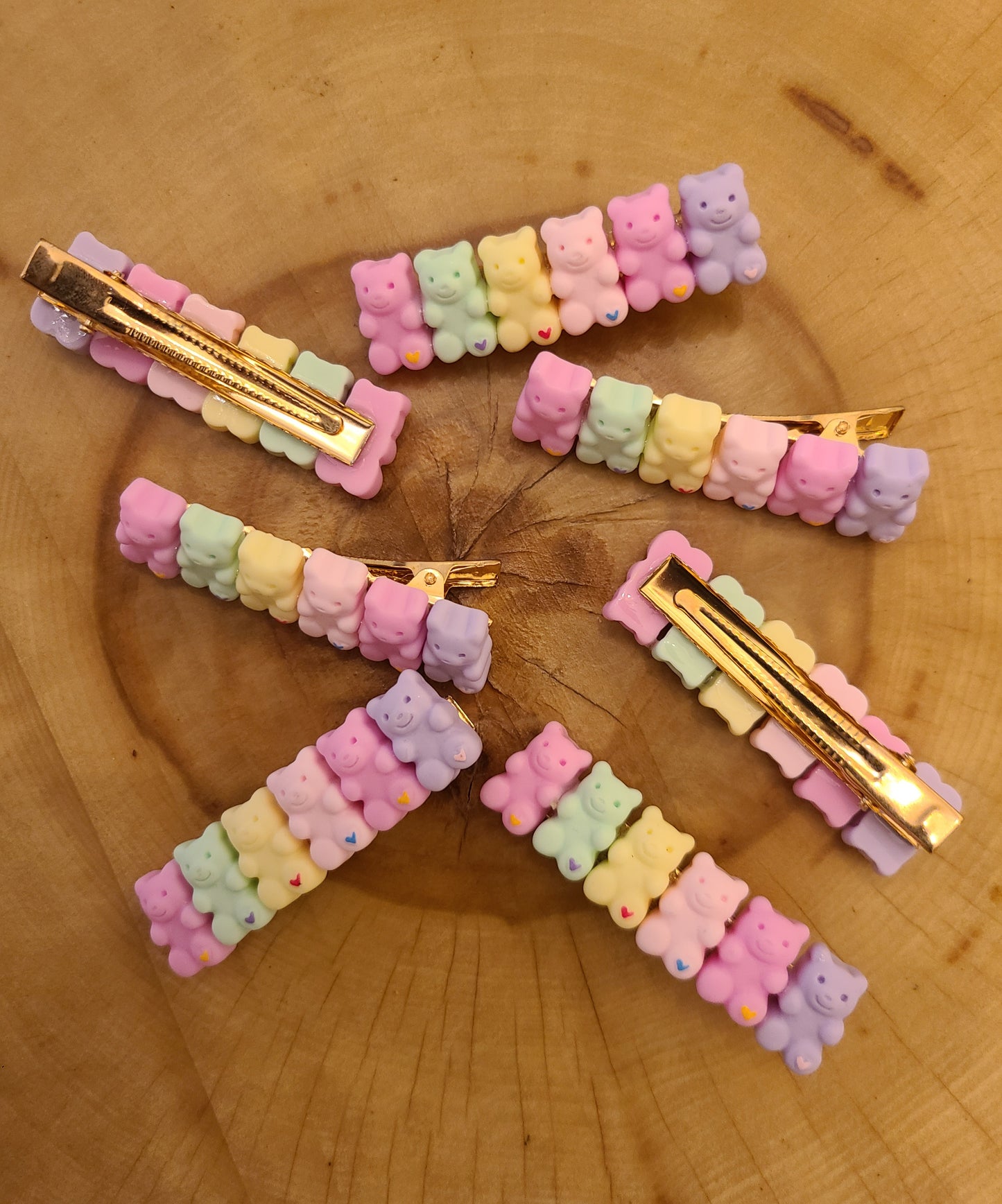 Colorful Fashion Cute Pastel Gummy Resin Bear Hair clips Accessories For Girls 2pcs
