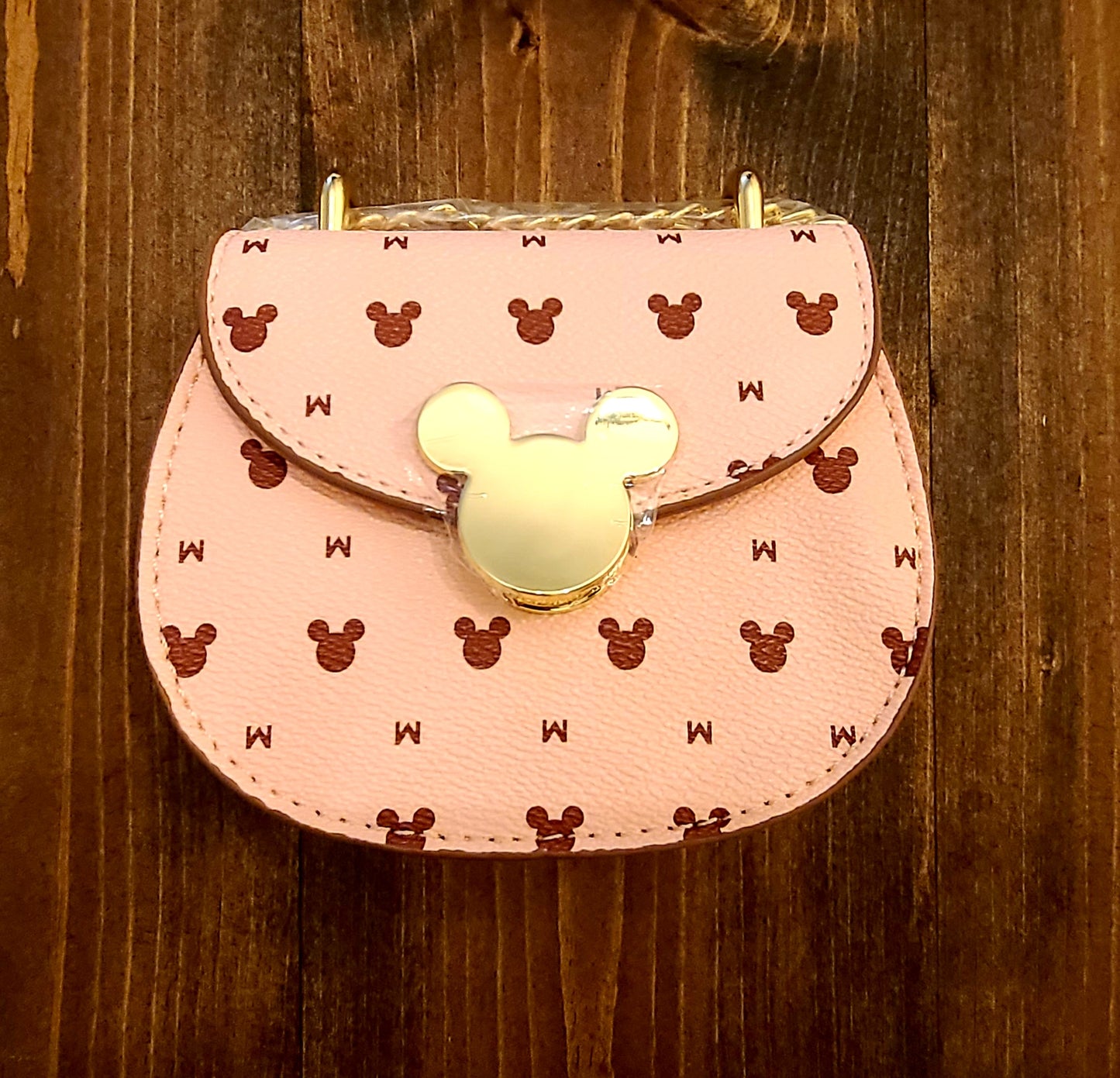Fashion Leather Mouse Ears Crossbody Mini Toddler Handbag With Metal Chain.
