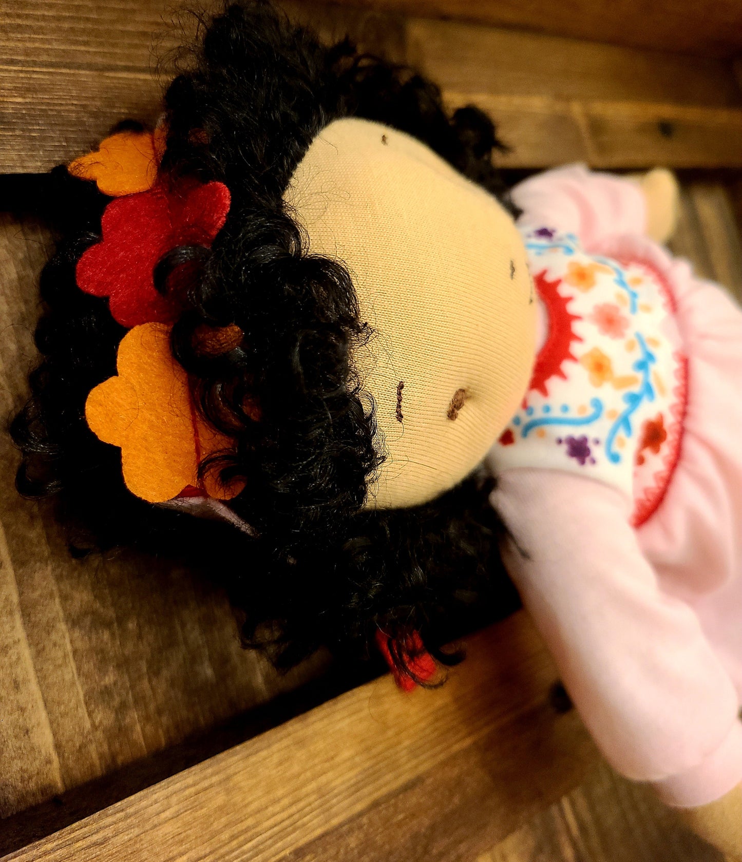 Personalized Soft Rag 12in Floral Dress Girl Plush Doll Toy/Handmade Baby Gift Toy/Global Sister