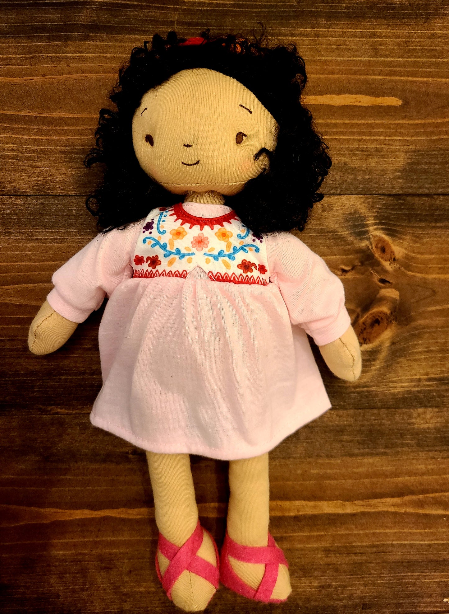 Soft Rag 12in  Floral Dress Girl Plush Doll Toy/Handmade Baby Gift Toy/Global Sister