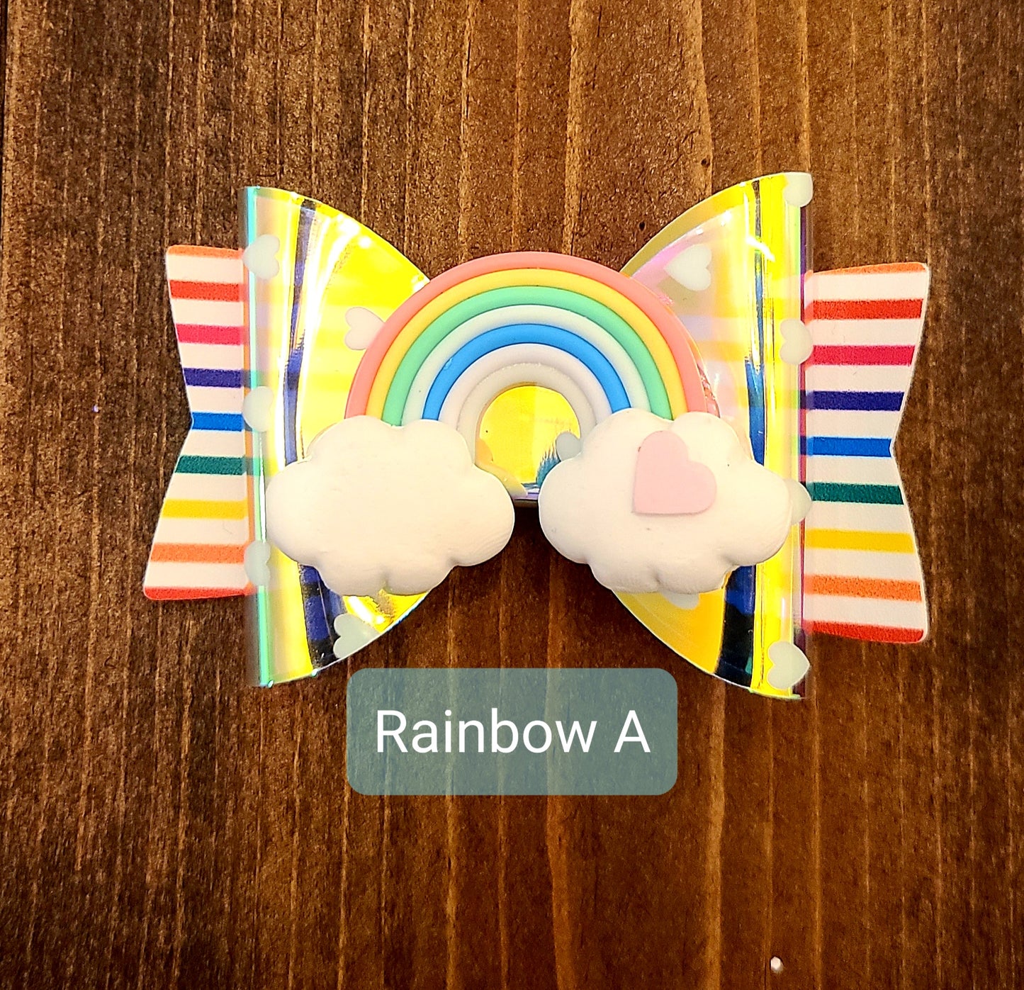 Rainbow Glitter Transparent Hair Bow Barrette Hair Accessories  For Toddlers/Girls (2pcs)