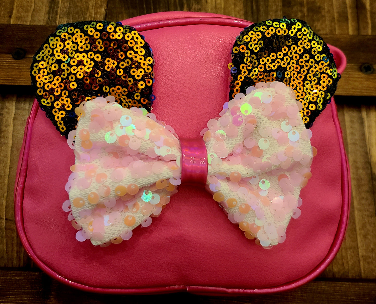 NEW Fashion Soft Leather Sequin Mouse Ears Bow Mini Purse For Toddlers & Girls