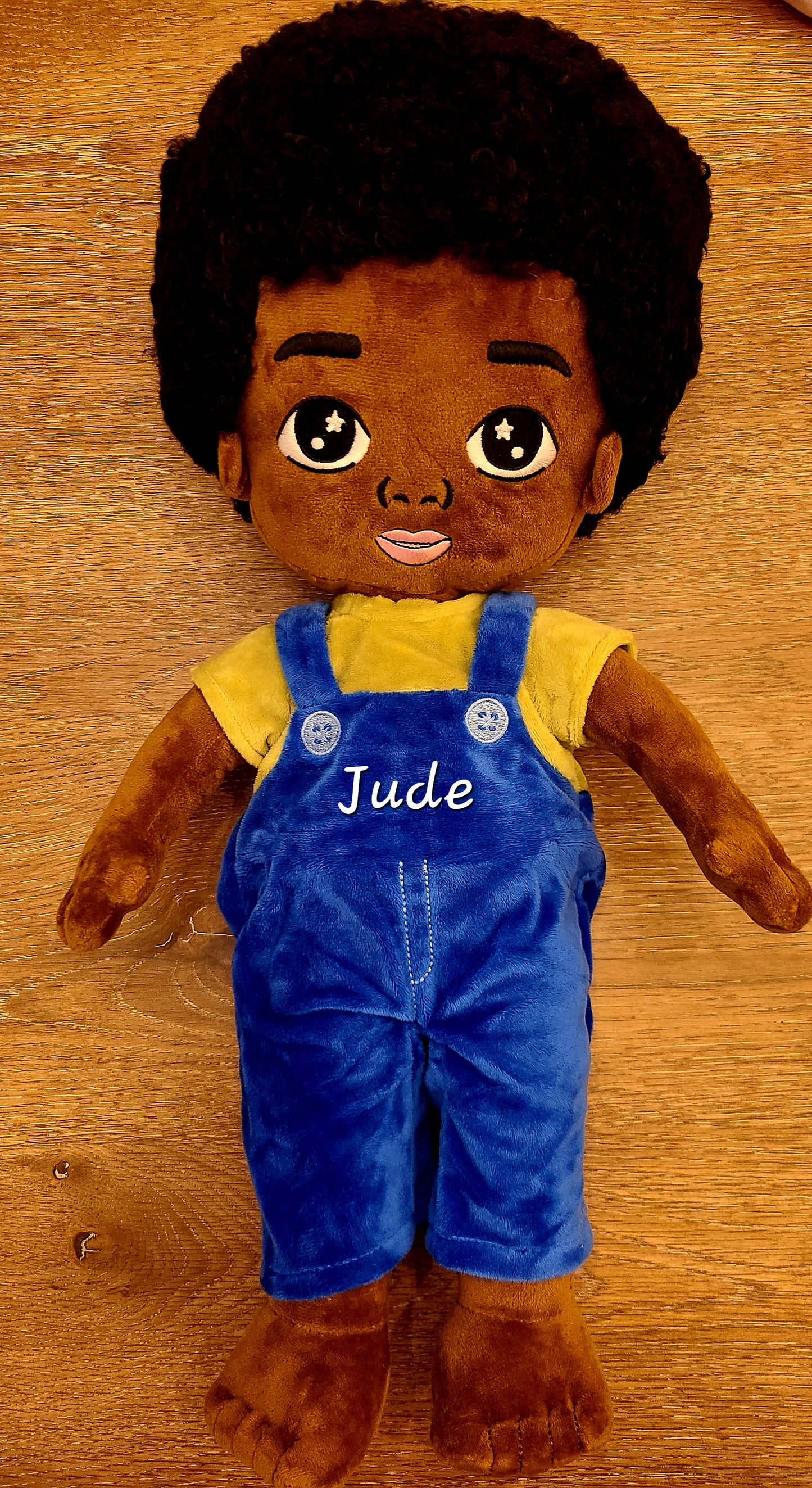Soft Rag 19in Brown skin Baby Boy Plush Doll Toy/Handmade Baby Gift Toy
