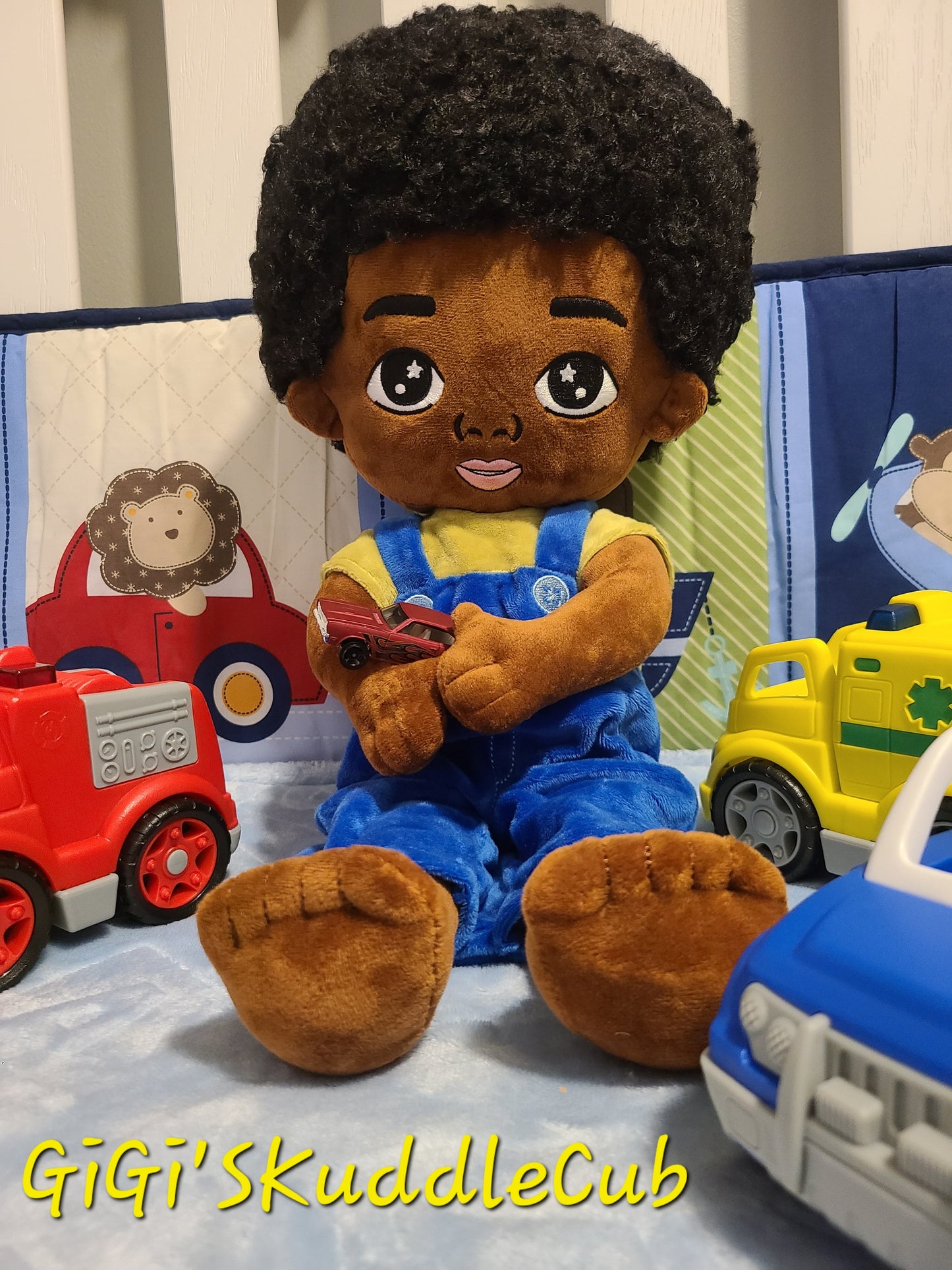 Personalized Soft Rag 19in Brown skin Baby Boy Plush Doll Toy/Handmade Baby Gift Toy