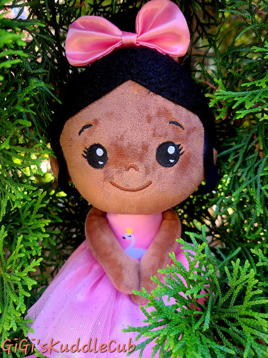 Soft Rag 13in Brown Skin Swan Princess Ballerina Plush Baby Doll Toy