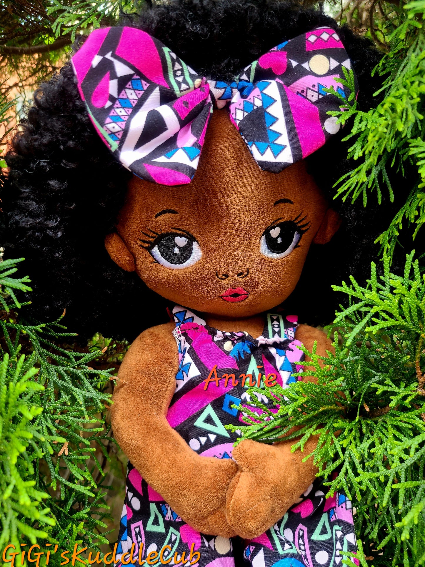 Personalized Soft Rag 19"Brown Skin Baby Girl Plush Rag Doll Toy/Decor/ Handmade Baby Gift/ Personalized Gift