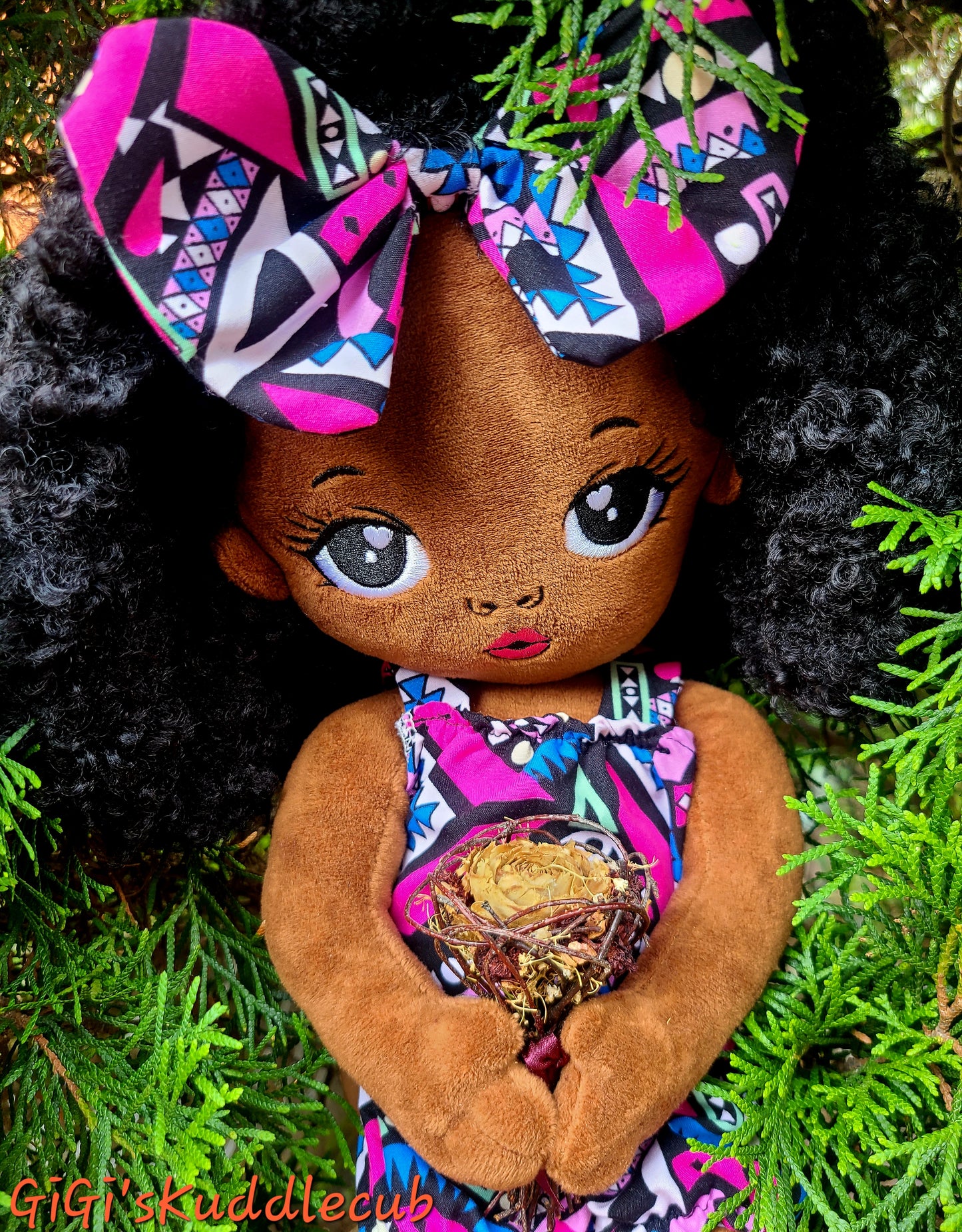 Soft Rag 19"Brown Skin Baby Girl Plush Rag Doll Toy/Decor/ Handmade Baby Gift/ Personalized Gift