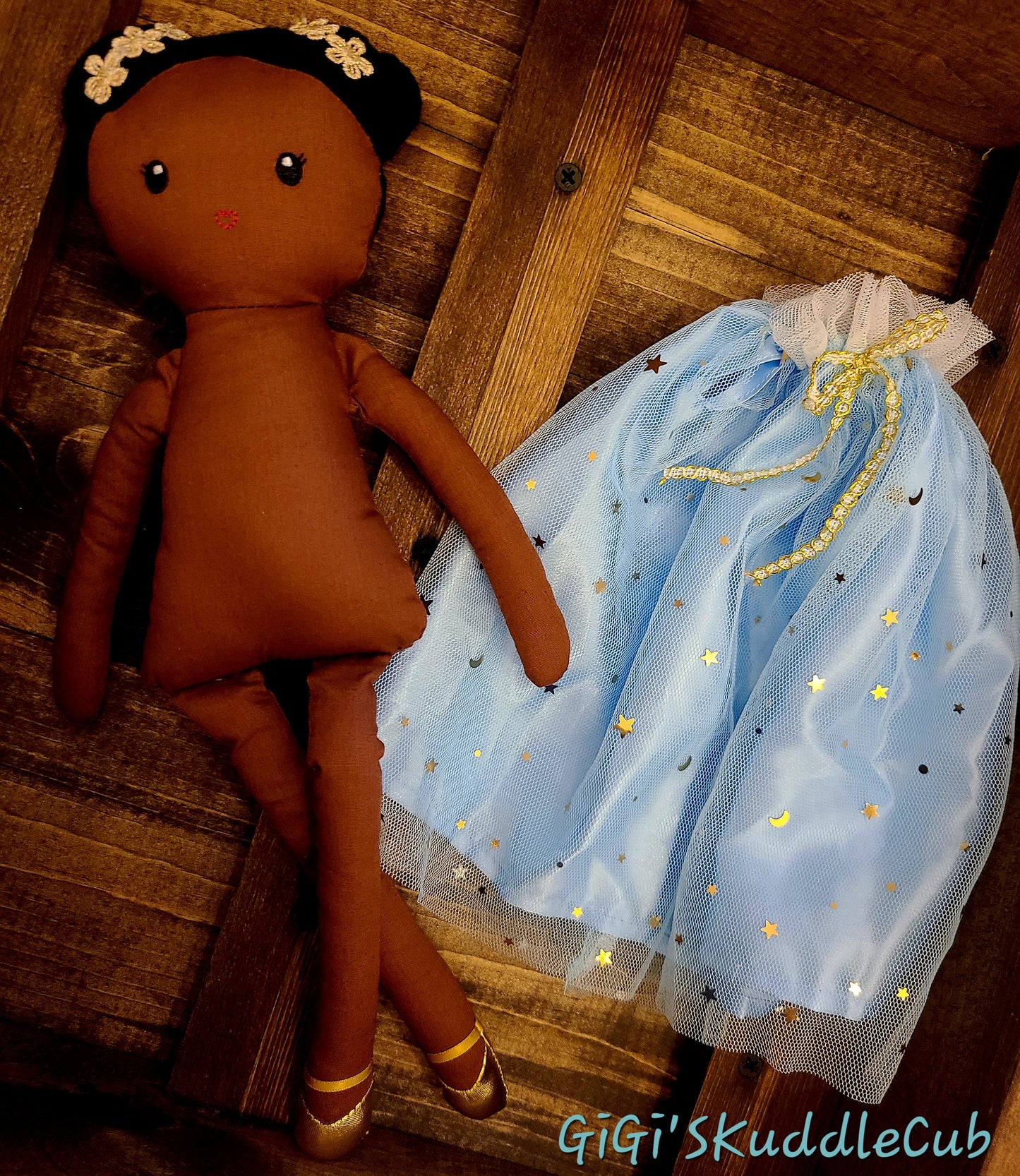 Soft Rag 13'' Brown Skin Baby Girl Ballerina Dressing Dolls Plush Toy/ Decorative Plush Doll/ Handmade Baby Gift Toy