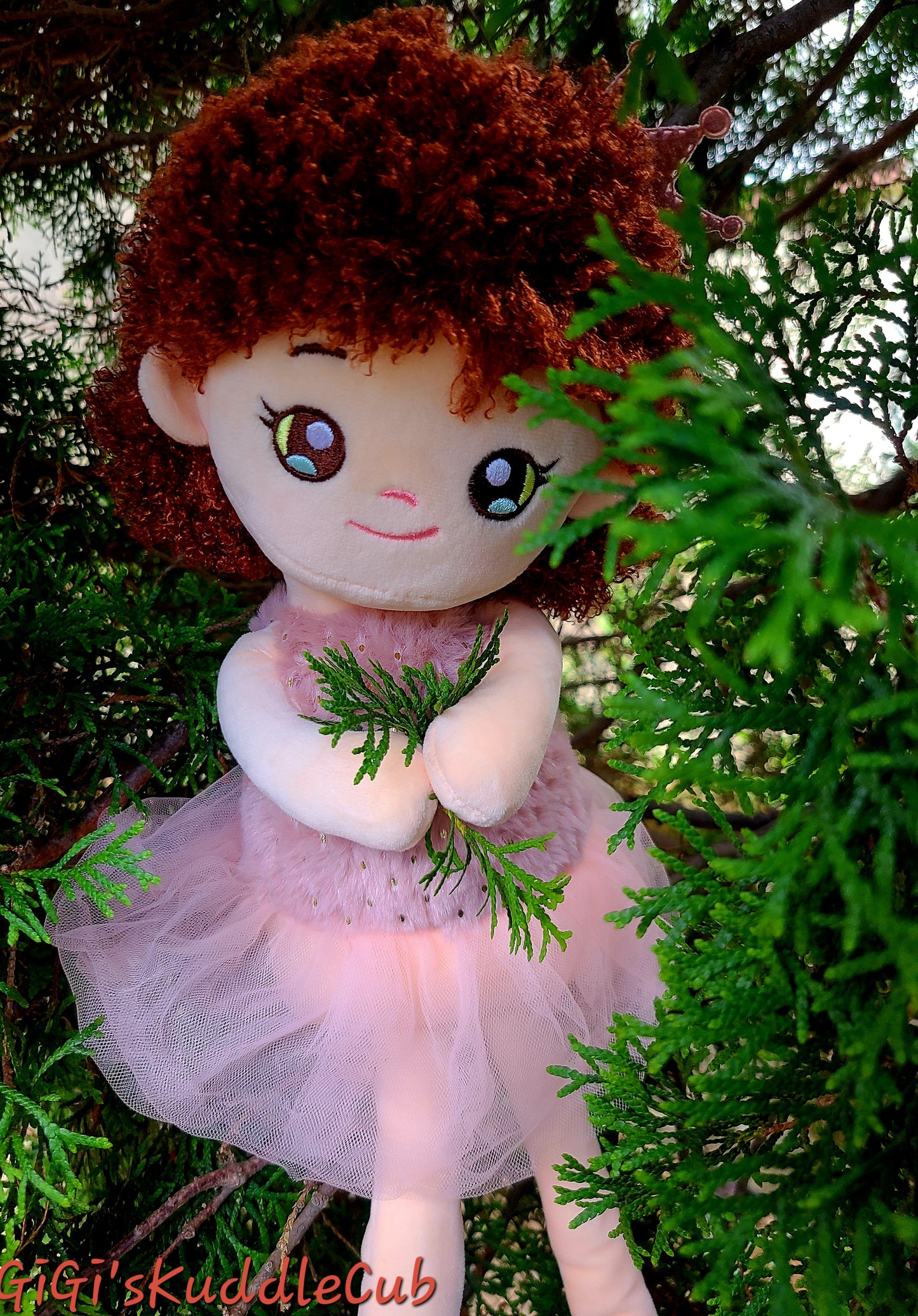 Personalized Soft Plush 15in Curly Red Hair Ballerina Princess Rag Doll Plush Toy/ Decor/Handmade Baby Gift Toy