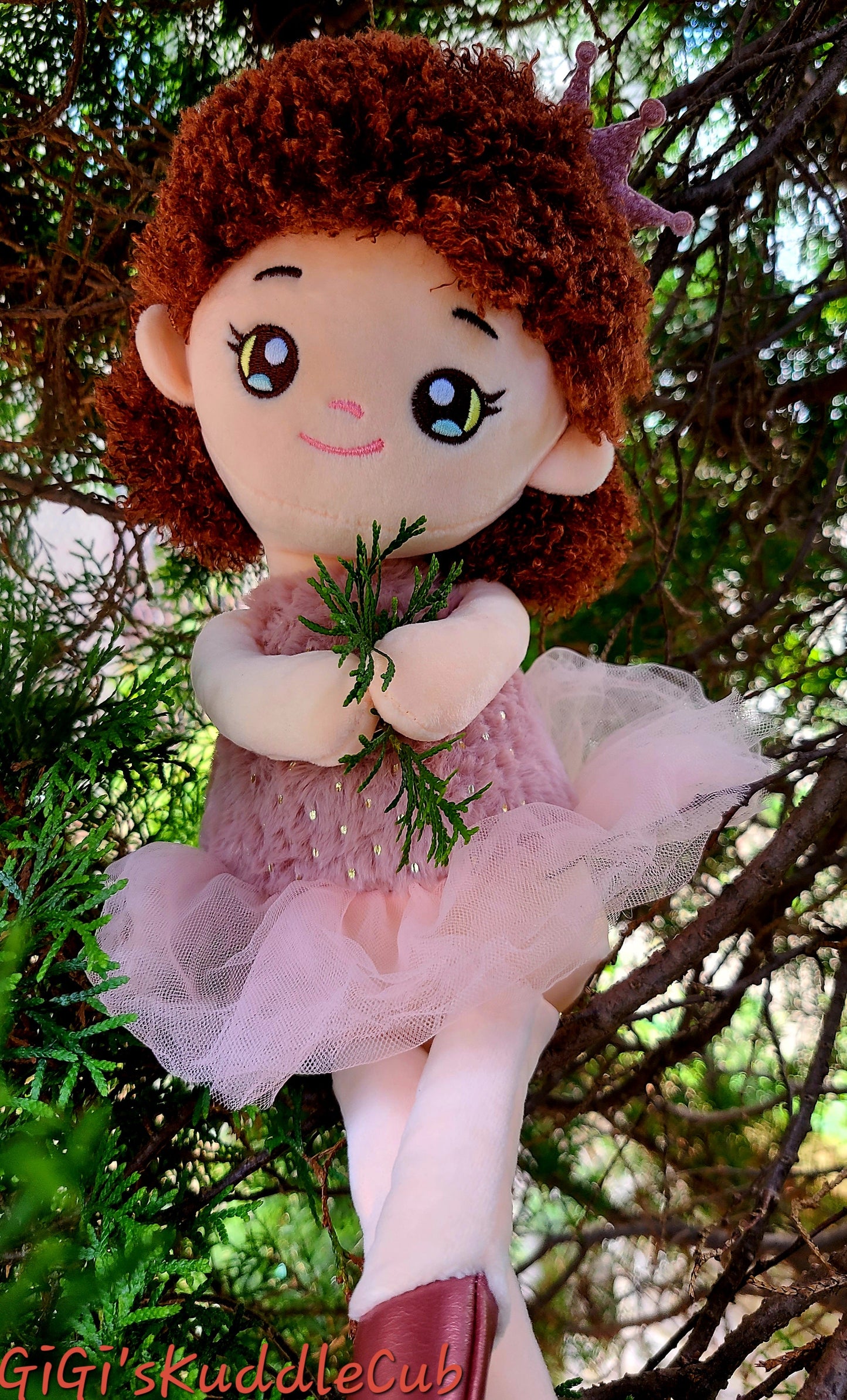 Personalized Soft Plush 15in Curly Red Hair Ballerina Princess Rag Doll Plush Toy/ Decor/Handmade Baby Gift Toy