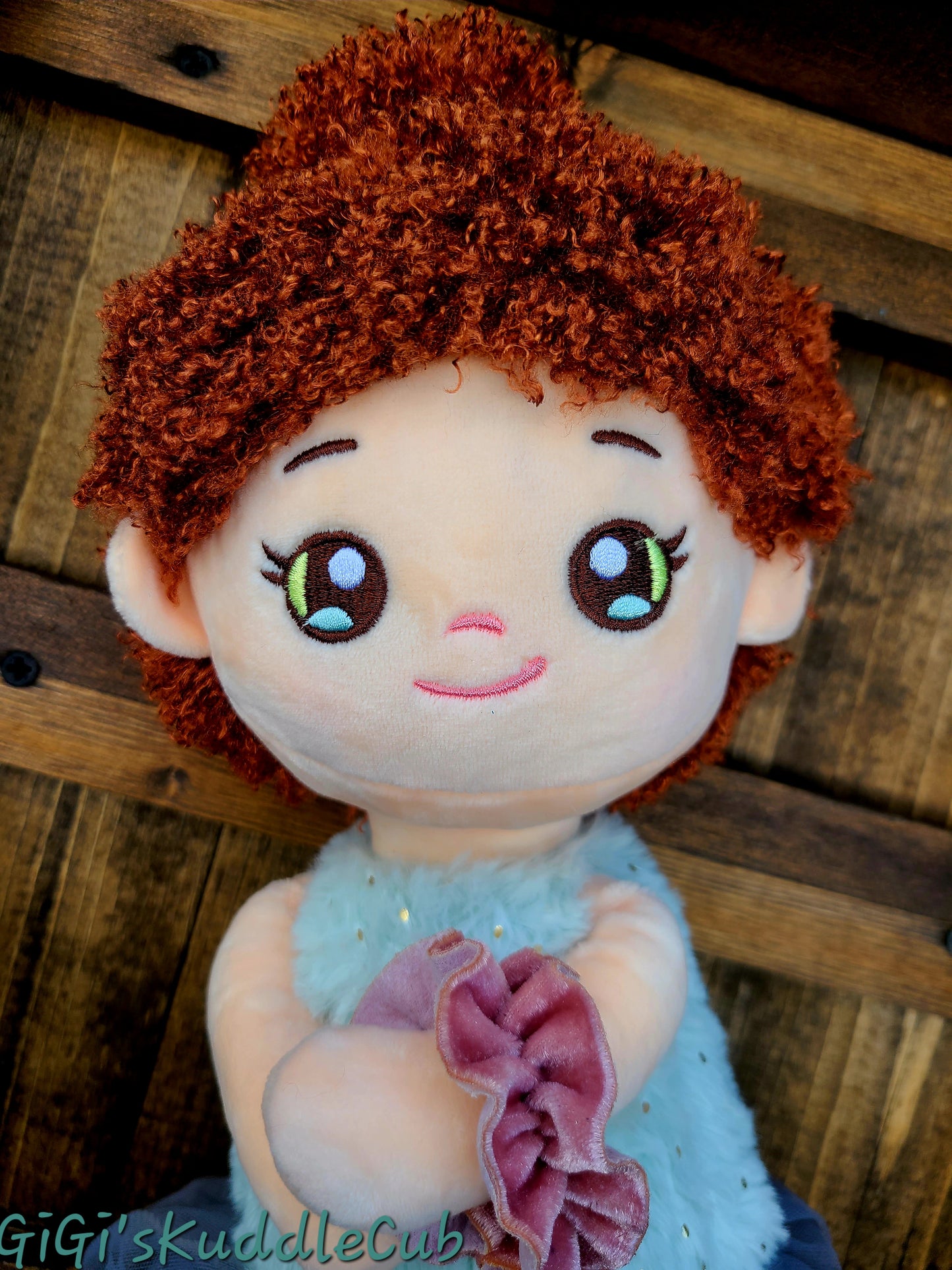 Soft Plush 15in Curly Red Hair Rag Doll Plush Toy/ Decor/Handmade Baby Gift Toy
