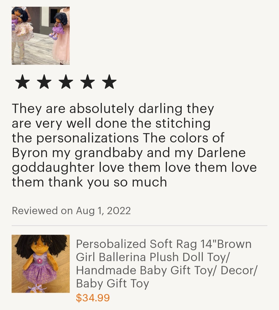 Personalized Soft Rag 14"Brown Girl Ballerina Plush Doll Toy/Handmade Baby Gift Toy/ Decor/ Baby Gift Toy