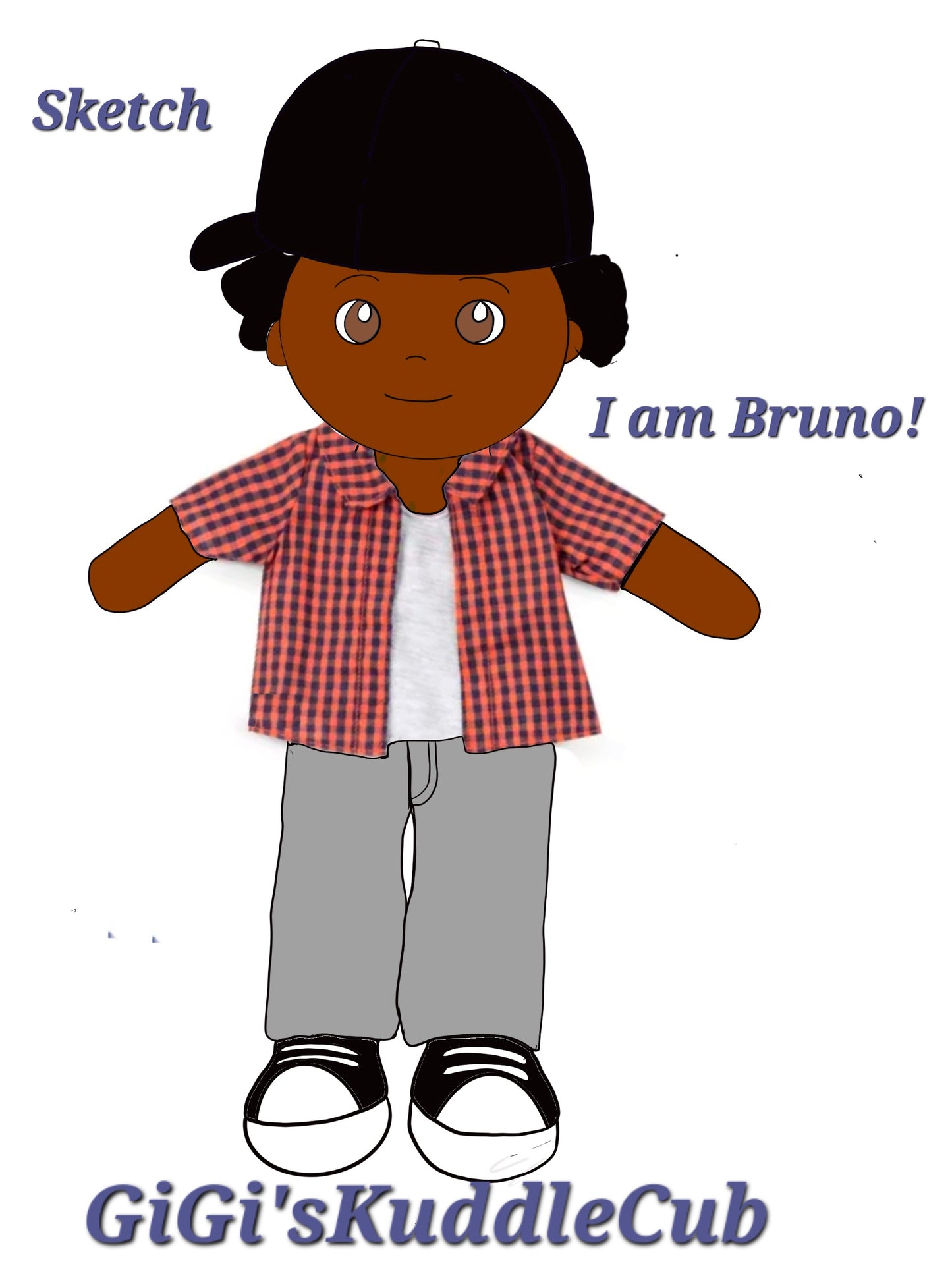 Bruno The Cool Brown Boy Soft Rag 14in plush Doll Toy