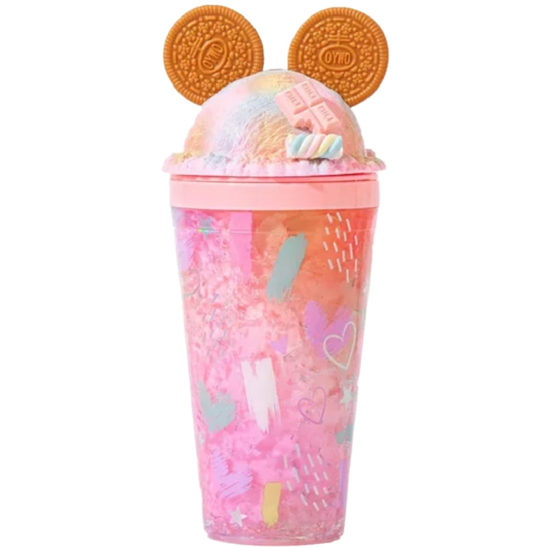 Double Walled Ice Cream Dome Lid Mouse Cookie Ears Acrylic Tumbler Cup With Straw BPA Free 16oz