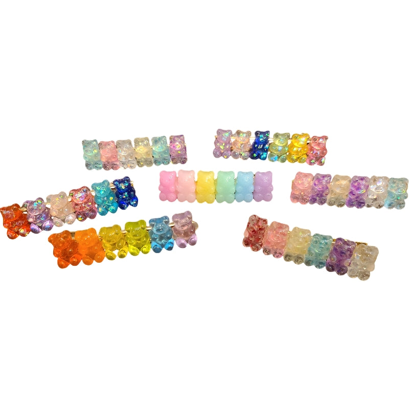 Cute Transparent Gummy bear Hairclip Hair Accessories For Girls/Women Barrette 4pcs